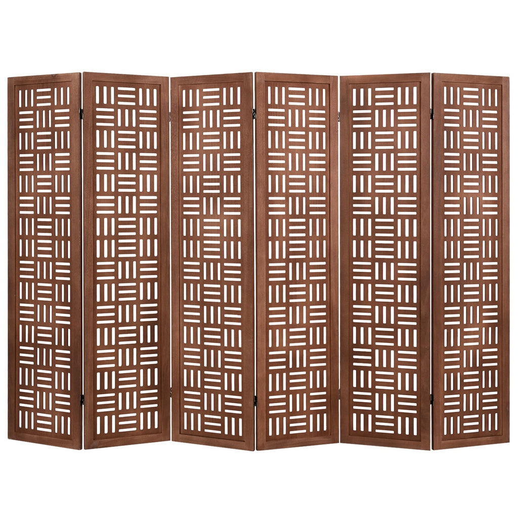 GIANTEX 3 Panel Folding Room Divider with Mesh Window, Distressed Brown