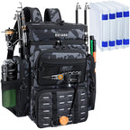 Fishing Backpack with Cooler & 4 Rod Holder, Large 45L Tackle Bag Store Fishing Gear Boxes Gifts for Men Woman-Camo Back Pack