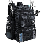 Fishing Tackle Backpack,55L Large Tackle Bag with 4 Rod Holders,Camouflage