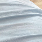 BESTOUCH Cotton Solid Duvet Cover Set Linen Feel Cornflower Blue Queen