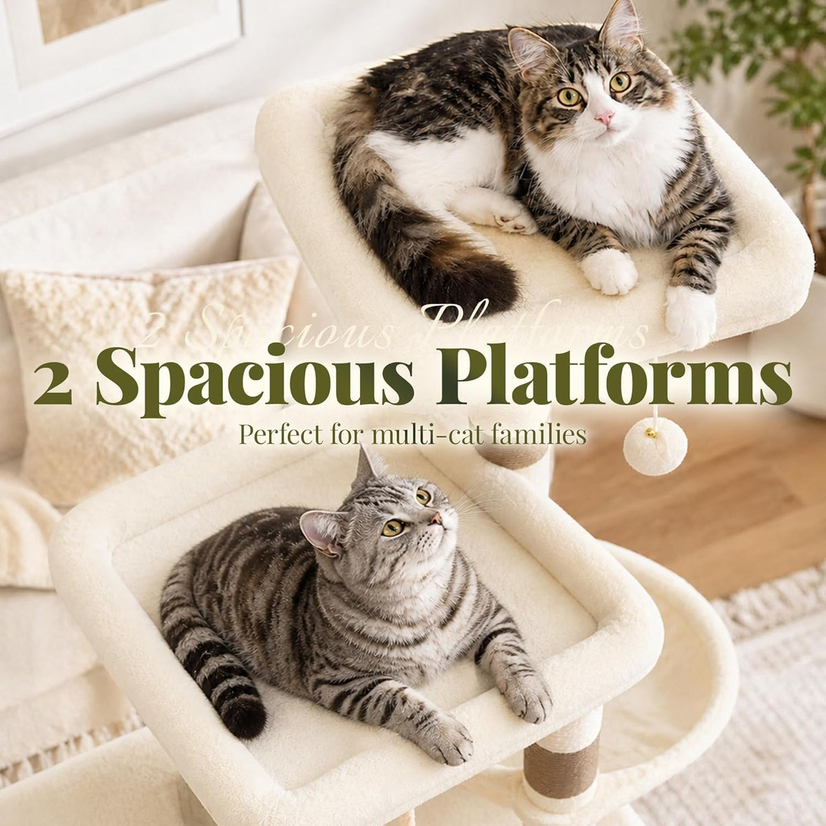 Hey-brother Cat Tree Tower with Steped Climbing Condos, Platforms, MPJ061MJ