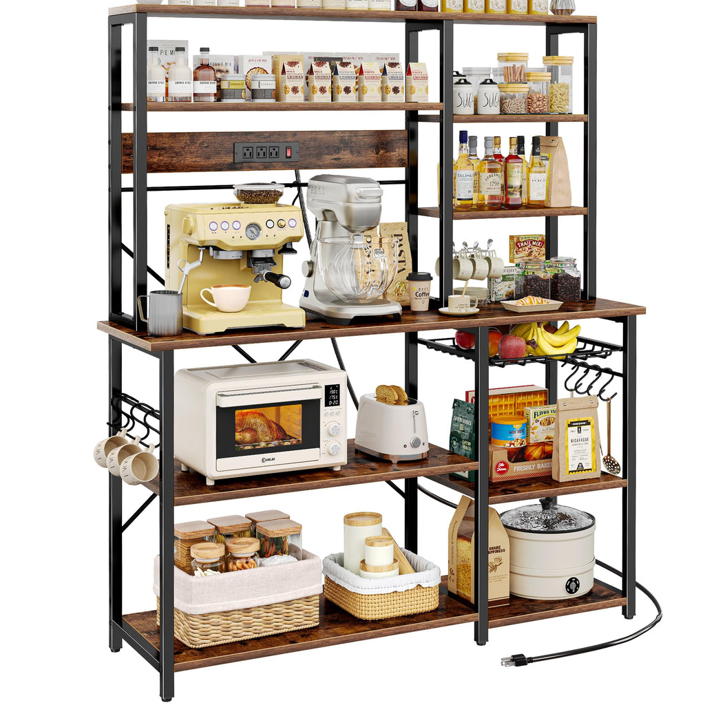 SUPERJARE Large Bakers Rack with Power Outlets, 39.6 Inches Microwave Stand