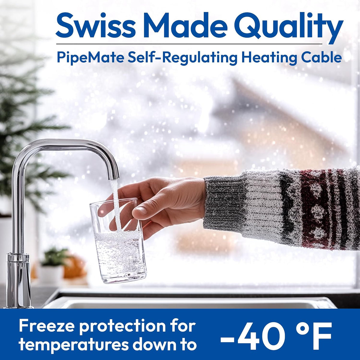 PipeMate Self Regulating Heat Cable for Pipe Freeze Protection, 120V, 5Watts/Ft, Electric Heating Cable for Water Pipes, 80 Ft Heat Tape