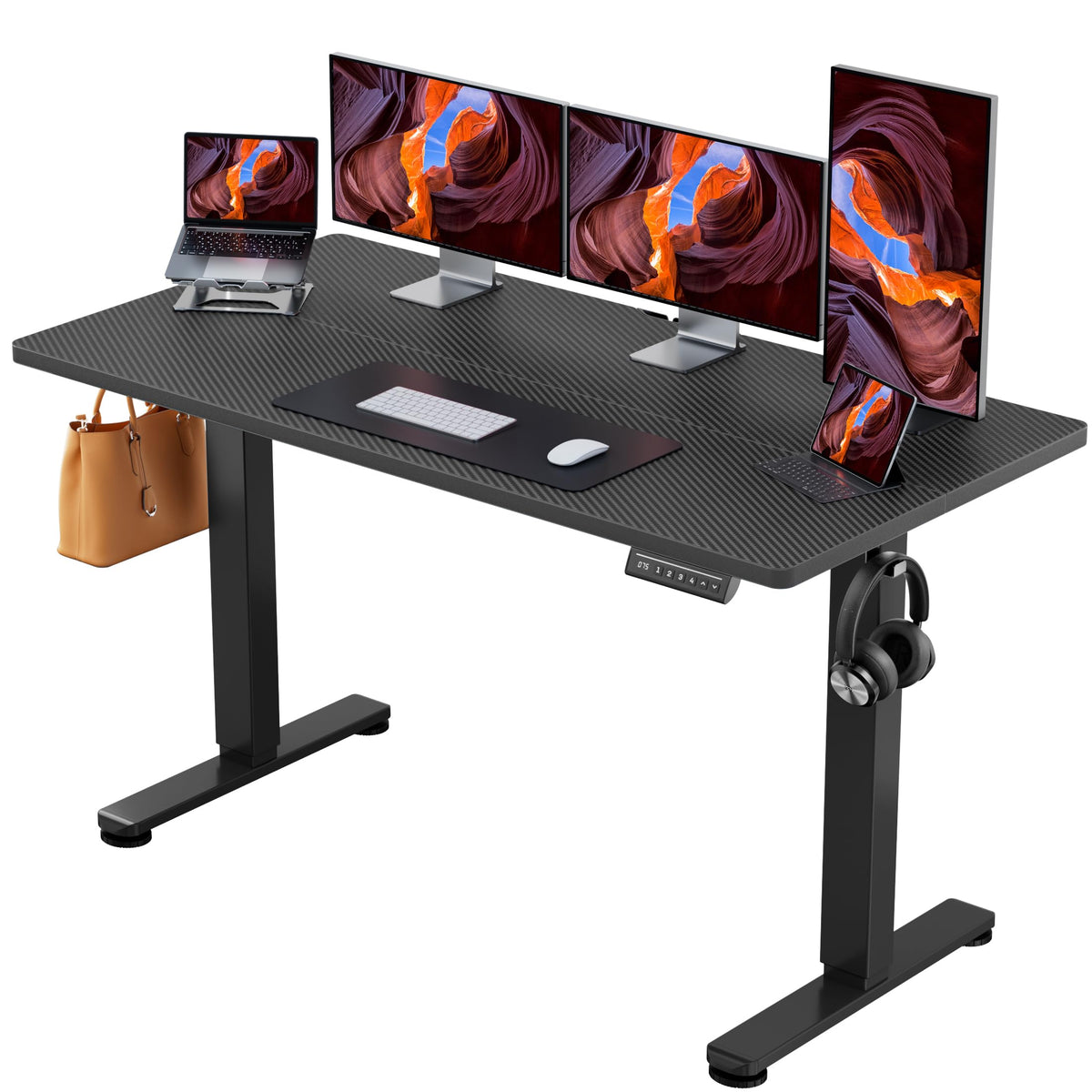 ErGear Height Adjustable Electric Standing Desk, 48 x 24 Inches Sit Stand up Desk, Memory Computer Home Office Desk, Vintage Brown