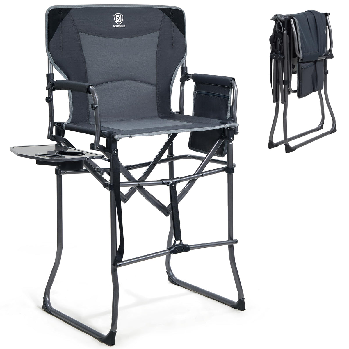 EVER ADVANCED Portable 30.7" Seat Height Tall Camping Directors Chair