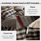 EAVD Vintage Buffalo Plaid Duvet Cover Queen Red&Black&Green Muslin Cotton