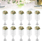 Wedding Centerpieces Silver Vases,10PCS Metal Flower Candle Holder with Sparkling Crystal Beads,Crystal Flower Vase Metal Flowers Stand for Party Tables Decorations (10PCS-Sliver-3)