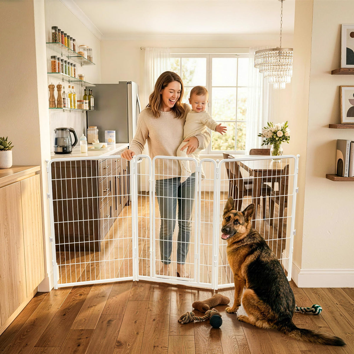 FXW Dog Gate, Extra Wide Adjustable for Openings Up to 111", 32" H
