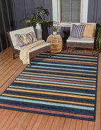Unique Loom Belize Outdoor Collection Area Rug - Altun (7' 10" x 10' Rectangle, Charcoal/ Light Blue)