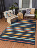 Unique Loom Belize Outdoor Collection Area Rug - Altun (7' 10" x 10' Rectangle, Charcoal/ Light Blue)
