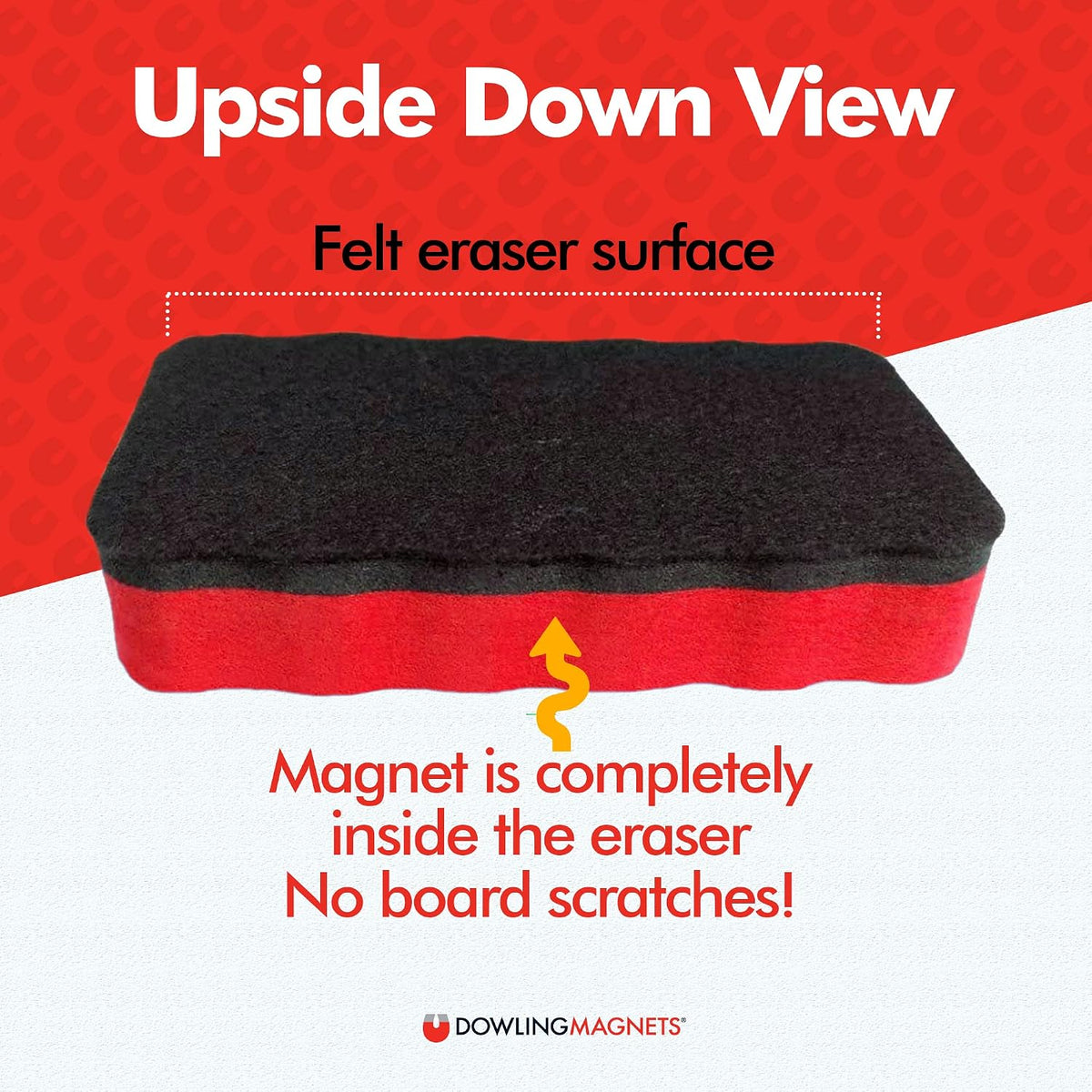 Dowling Magnets Case of 253 Magnetic Whiteboard Erasers: Solid Rectangle, Red Foam