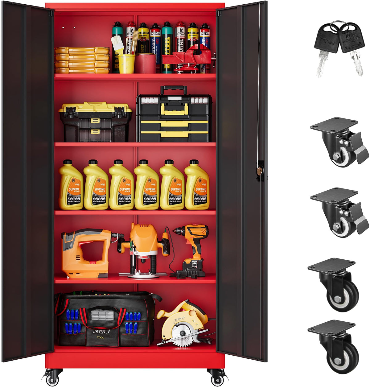 SISESOL Small Metal Storage Cabinet with Doors and Shelves,36 inch Black Locking Garage Cabinet,Lockable Short Steel Cabinets for Home,Office,Shop,Garage