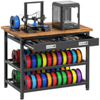 3D Printer Stand with Filament Storage - Heavy Duty 3D Printer Table with Metal Drawer, 36 inch 3 Tier Metal 3 D Printing Desk for 3 D Printers, Black