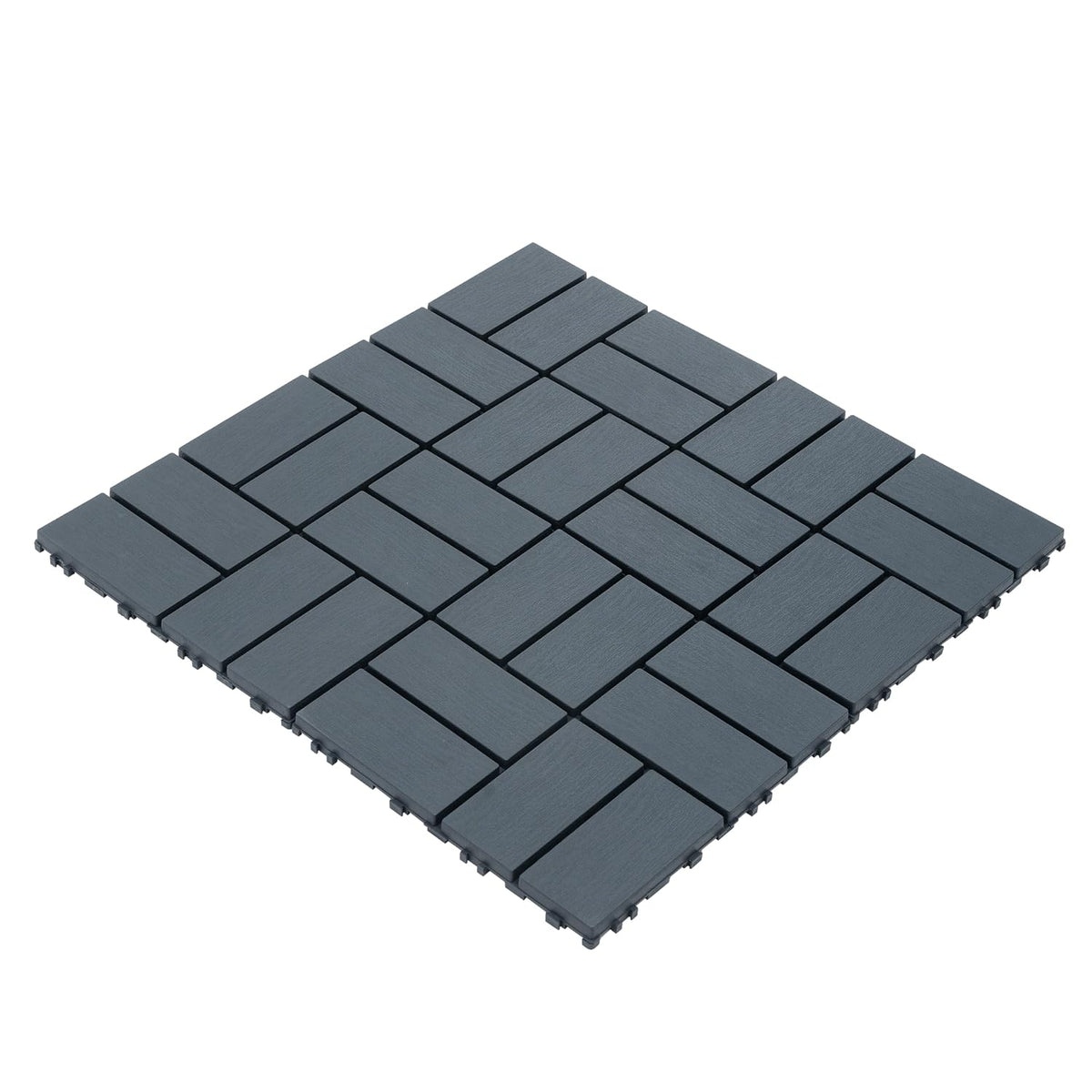 Deck Tiles for Outdoor, Plastic Outdoor Flooring Tiles, Kitchen Non Slip Polypropylene Interlocking Flooring Tile Waterproof for Balcony and Patio, 44 Pack, 12"x12" Square, All Weather Use, Grey