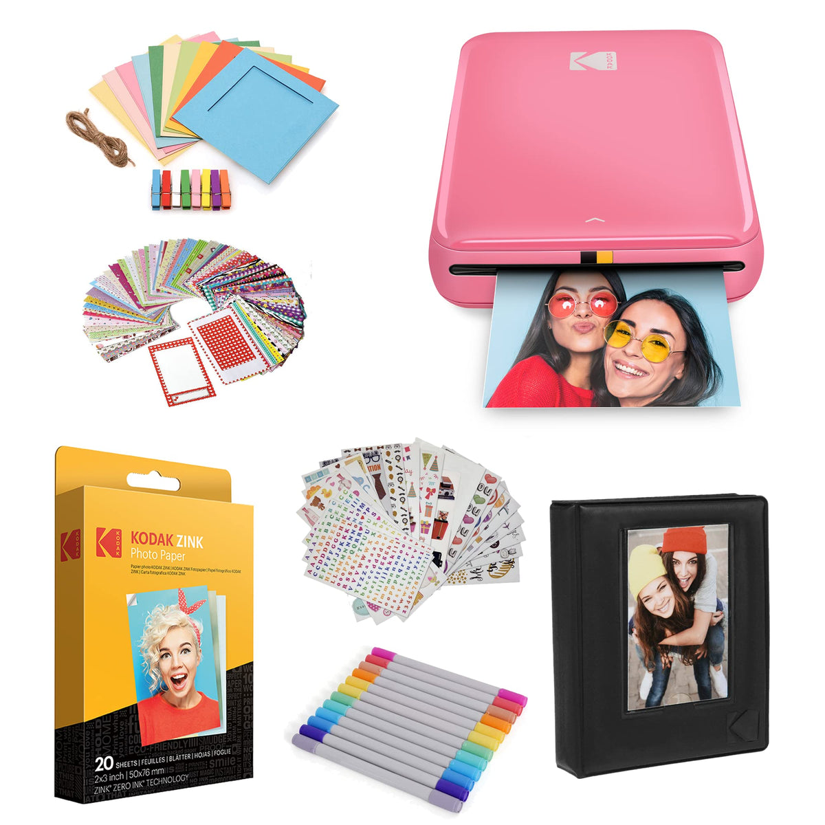 KODAK Step Printer Wireless Mobile Photo Printer with Zink Zero Ink Technology & Kodak App for iOS & Android (White) Gift Bundle