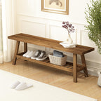 HOKYHOKY Reclaimed Solid Wood Bench-43.3" Entryway Bench with Storage Shelf