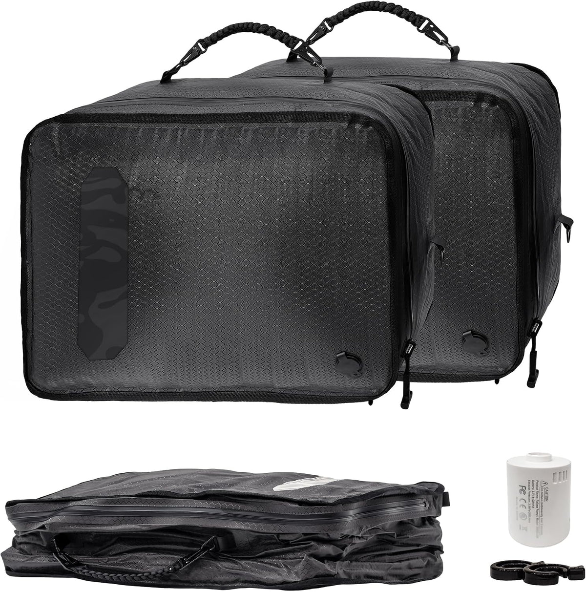 ZPO Travel Vacuum Bags with Pump, IP68 Waterproof Reusable Vacuum Seal Bags for Clothing Travel, 46L Compression Bags for Carry On Suitcases and Backpack (2 Pack+Pump)