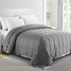 puredown® Blankets Queen Size - Soft Lightweight Down Blanket for Bed, Cozy Warm Luxury Bed Blanket with Satin Trim, White (90"X90")
