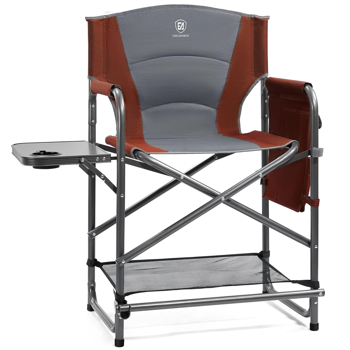 EVER ADVANCED 23.2" Medium Tall Directors Chair with Side Table 400LBS Grey