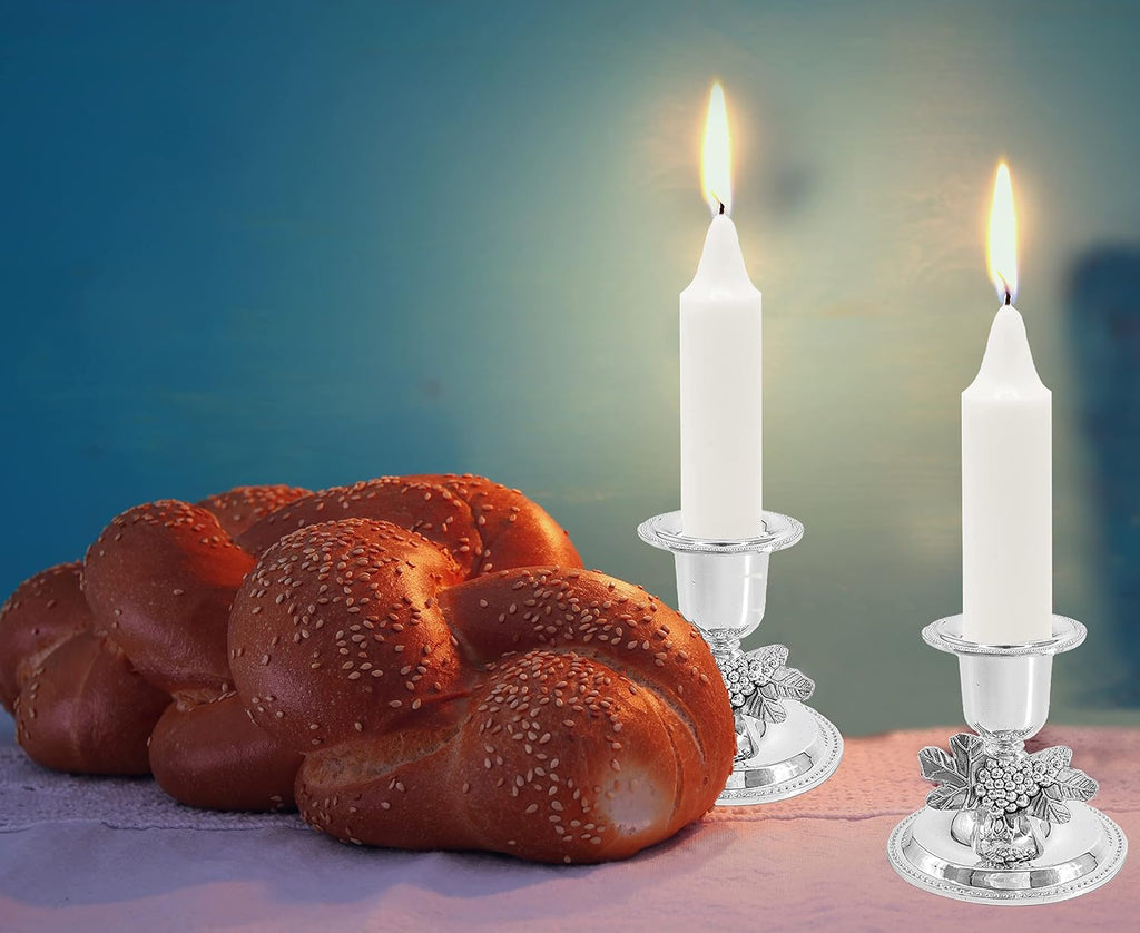 The Dreidel Company Shabbat Candlesticks Candle Holders Silver Plated, 2 Candlesticks Set (2-Pack)