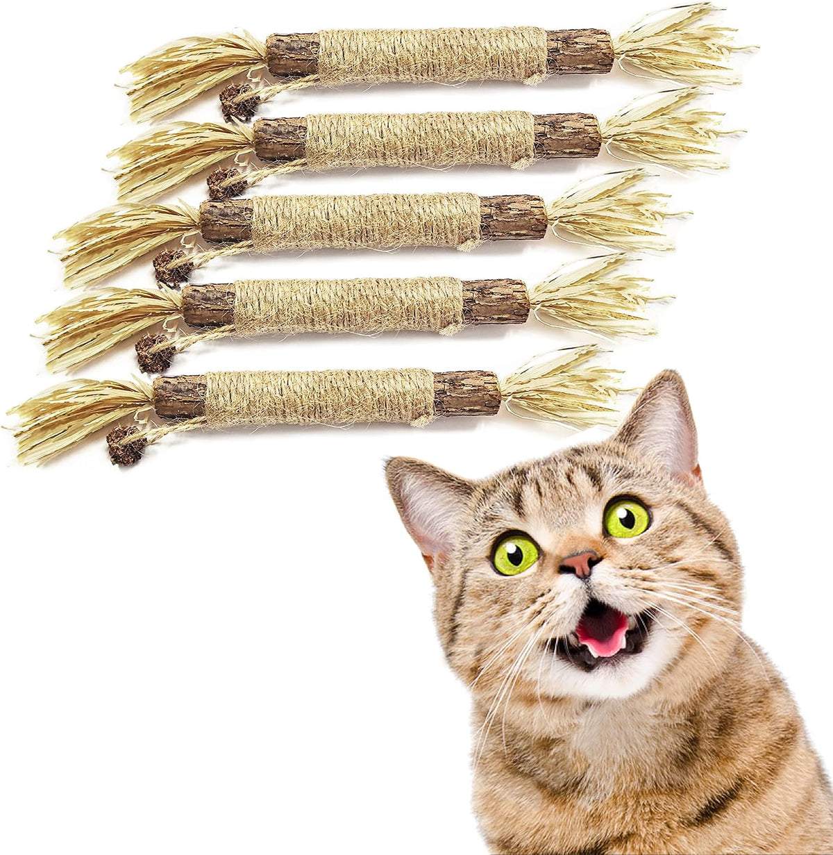 5 Pack King Size Cat Chew Toys - Kitten Teething Toys, Aggressive Chewer & Anxiety Relief