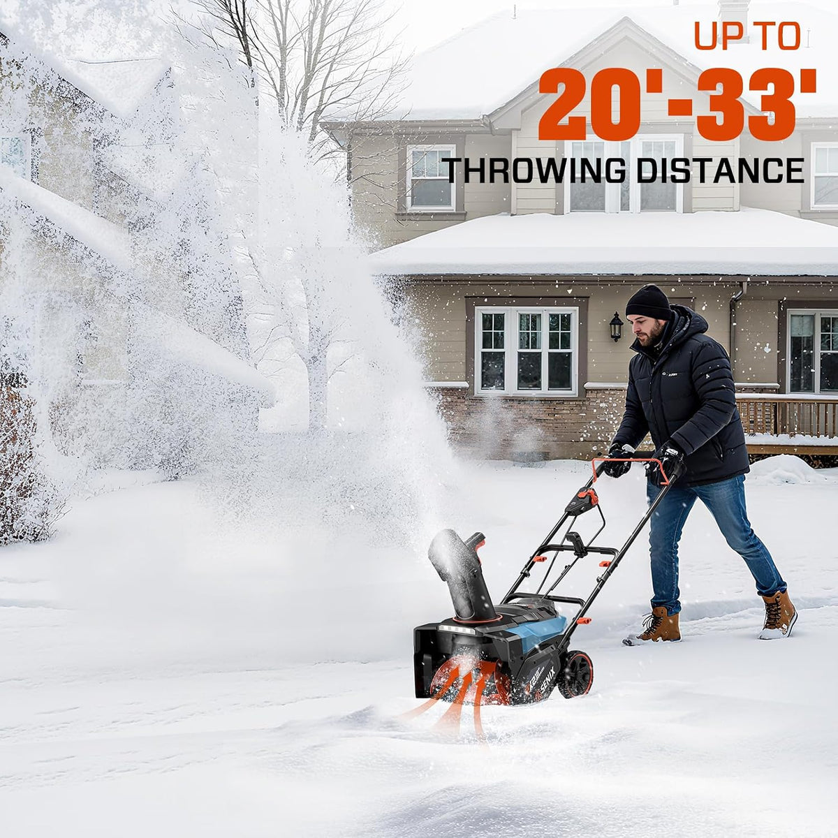 SENIX 40V 18'' Cordless Snow Blower,2×4.0Ah Batteries, Steel Auger