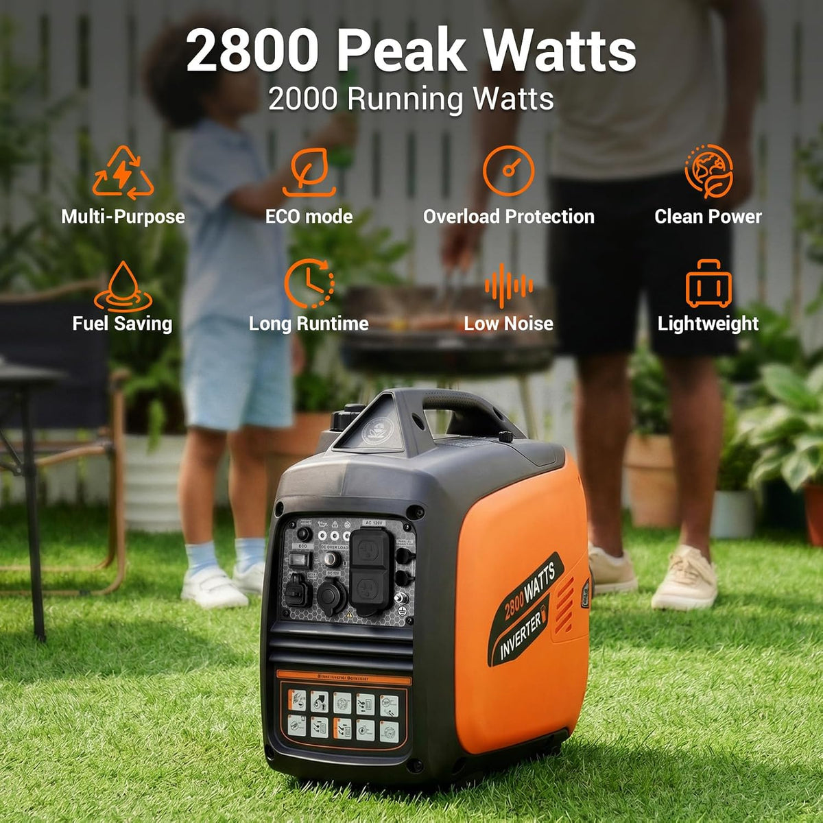 Oxseryn 2800-Watts Portable Inverter Generator, Gas Generators for Home Use, Camping, Super Quiet Emergency Home Backup, with Fuel Shut Off, 1.1Gal Fuel Tank, 39Lbs, EPA Compliant