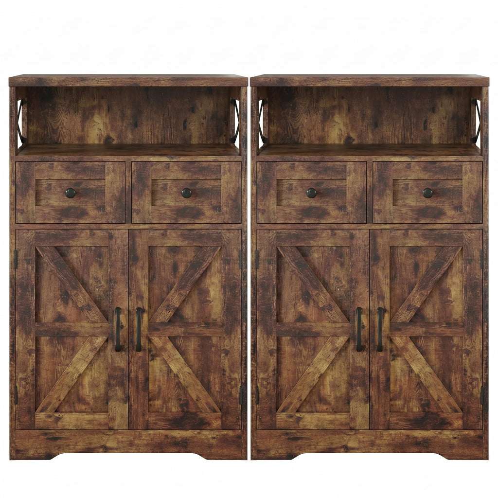Farmhouse Storage Cabinet with Drawers, Small Kitchen Pantry Cabinet, White