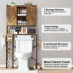 EasyCom 32" W Over The Toilet Storage Cabinet with Adjustable Shelves,Brown