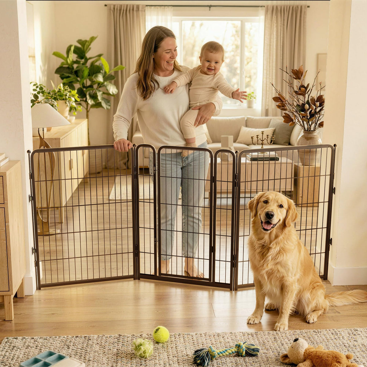 FXW Dog Gate, Extra Wide Adjustable for Openings Up to 165", 32" H