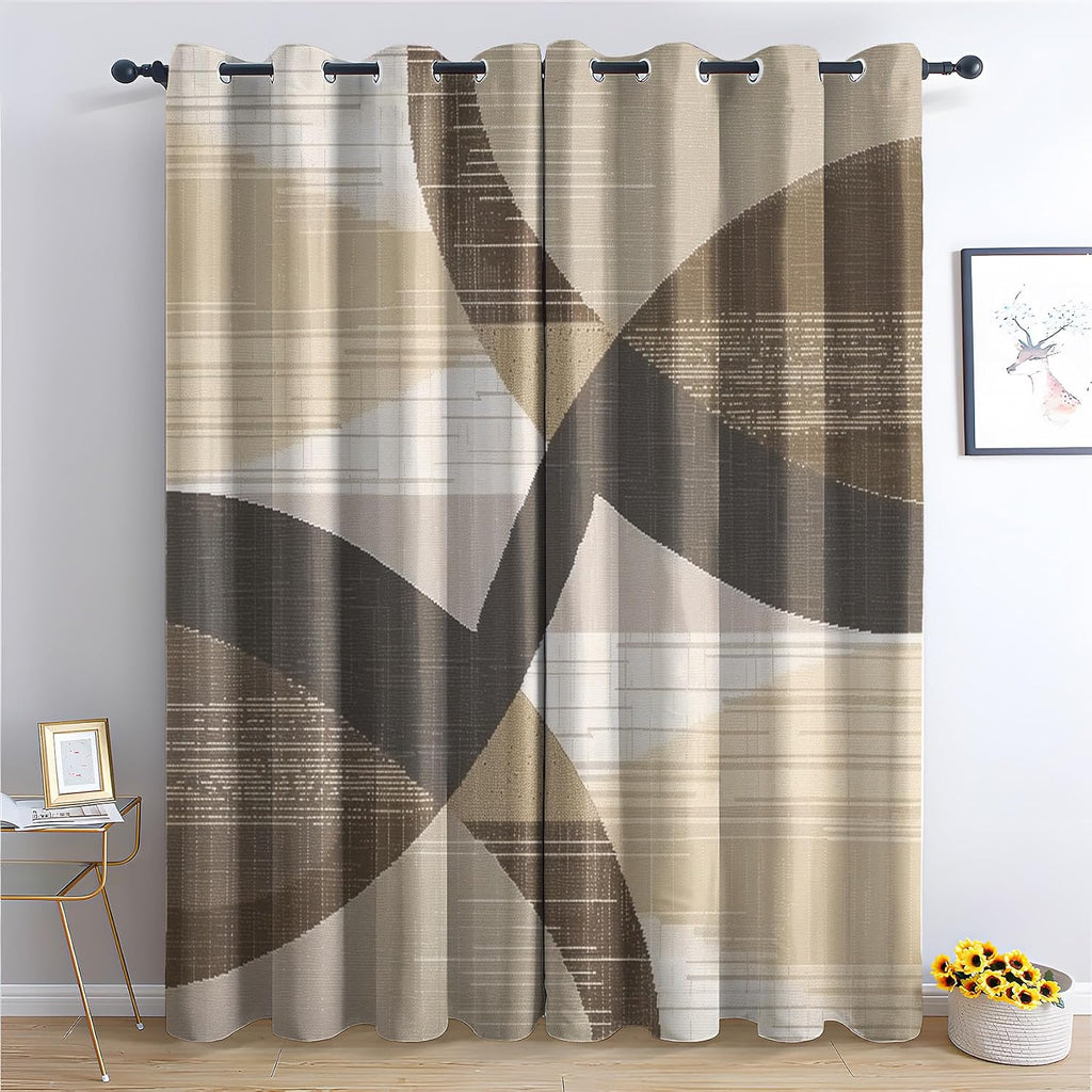 Mid Century Blackout Curtains & Gifts, Thermal Insulated Room Darkening Grommet Drapes for Bedroom Living Room, Minimalist Modern Abstract Window Treatments, 108 Inch Drapes 2 Panel Set