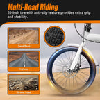 20-Inch Folding Bike, Foldable Bike for Adults Adjustable Seat Height & Elevable Handlebars Store in The Trunk 7-Gear Transmission Front and Rear Disc Brakes for Traveling