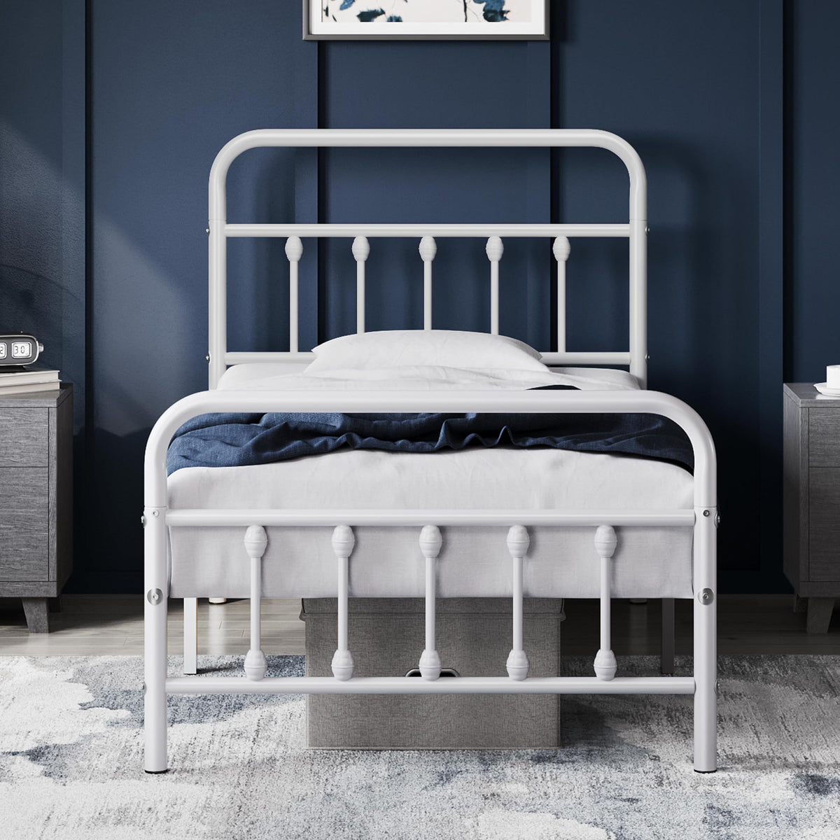 Yaheetech Queen Metal Platform Bed Frame, Victorian Headboard & Footboard
