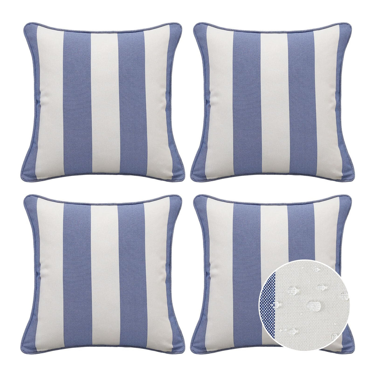 Sunbrella Decorative Outdoor Water Repellent Throw Pillows with Inserts, Set of 4, 18" x18" Pillows for Patio, Backyard, Bed, Couch, and Patio Furniture, Specrtum Pebble