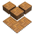 Goplus 12-Pack Acacia Wood Interlocking Deck Tiles (12 PCS,Brick)