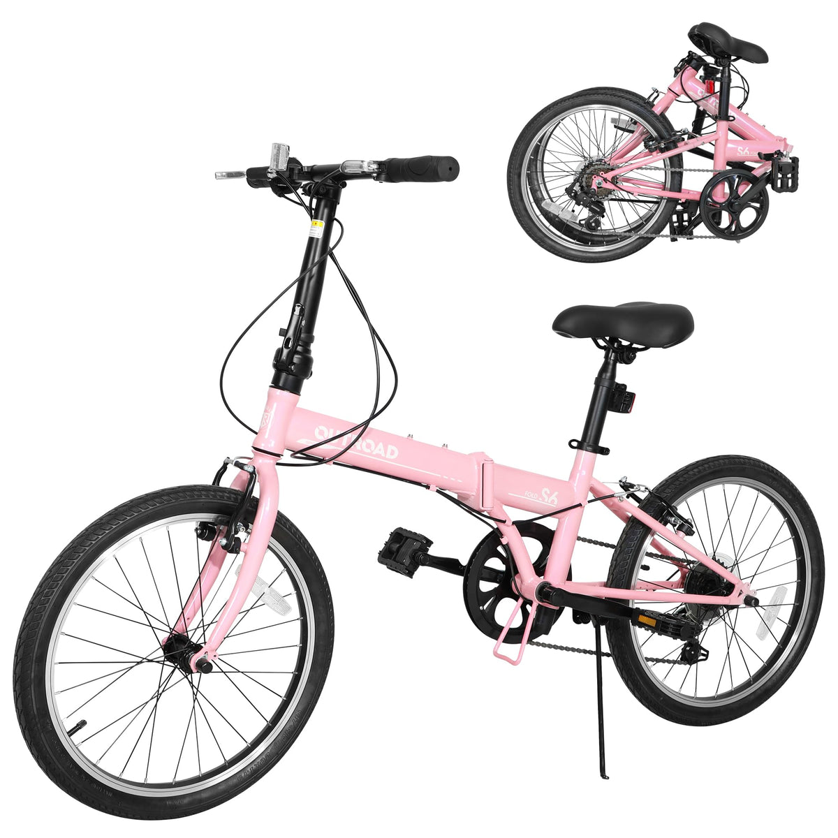 Superday 20 Inch Folding Bike, 7-Speed Lightweight Foldable Bike for City Commuting, Folding Bicycle with V Brake Adjustable Stem, Folding Bikes for Adults/Men/Women/Teenagers(Black/White/Blue/Pink)