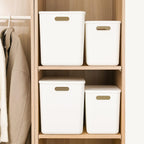 Yishyfier Plastic Storage Baskets Bins Boxes With Lids,Organizing Container White Storage Organizer Bins For Shelves Drawers Desktop Playroom Classroom Office,6-Pack(4XL+2L)