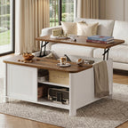 Decofy Lift Top Coffee Table with Storage Adjustable Shelves & Sliding Door
