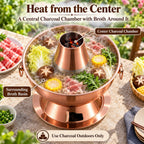 Charcoal Hot Pot, Chinese Charcoal Hot Pot Cooker for Camping (Bronze)