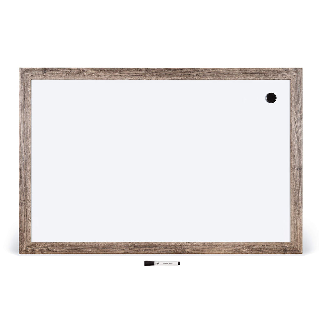 U Brands Dry Erase White Board, 24" x 36", Magnetic, Rustic Wood Frame
