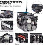 Rabjen Fishing Tackle Bag with Rod Holders & Cooler Main Compartment – Large Capacity Fishing Bag for Organized Gear Storage