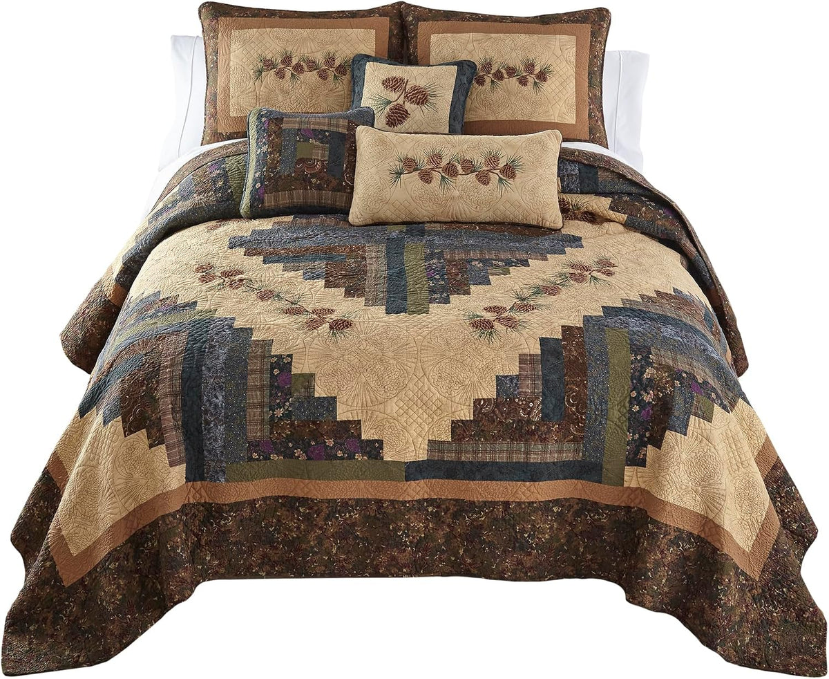 Donna Sharp Cotton Twin Quilt - Cabin Raising Pine Cone, 68" x 90"