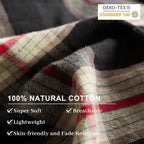 EAVD Vintage Buffalo Plaid Duvet Cover Queen Red&Black&Green Muslin Cotton