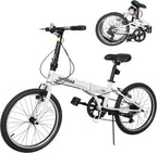 Superday 20 Inch Folding Bike, 7-Speed Lightweight Foldable Bike for City Commuting, Folding Bicycle with V Brake Adjustable Stem, Folding Bikes for Adults/Men/Women/Teenagers(Black/White/Blue/Pink)