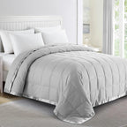 puredown® Blankets Queen Size - Soft Lightweight Down Blanket for Bed, Cozy Warm Luxury Bed Blanket with Satin Trim, White (90"X90")