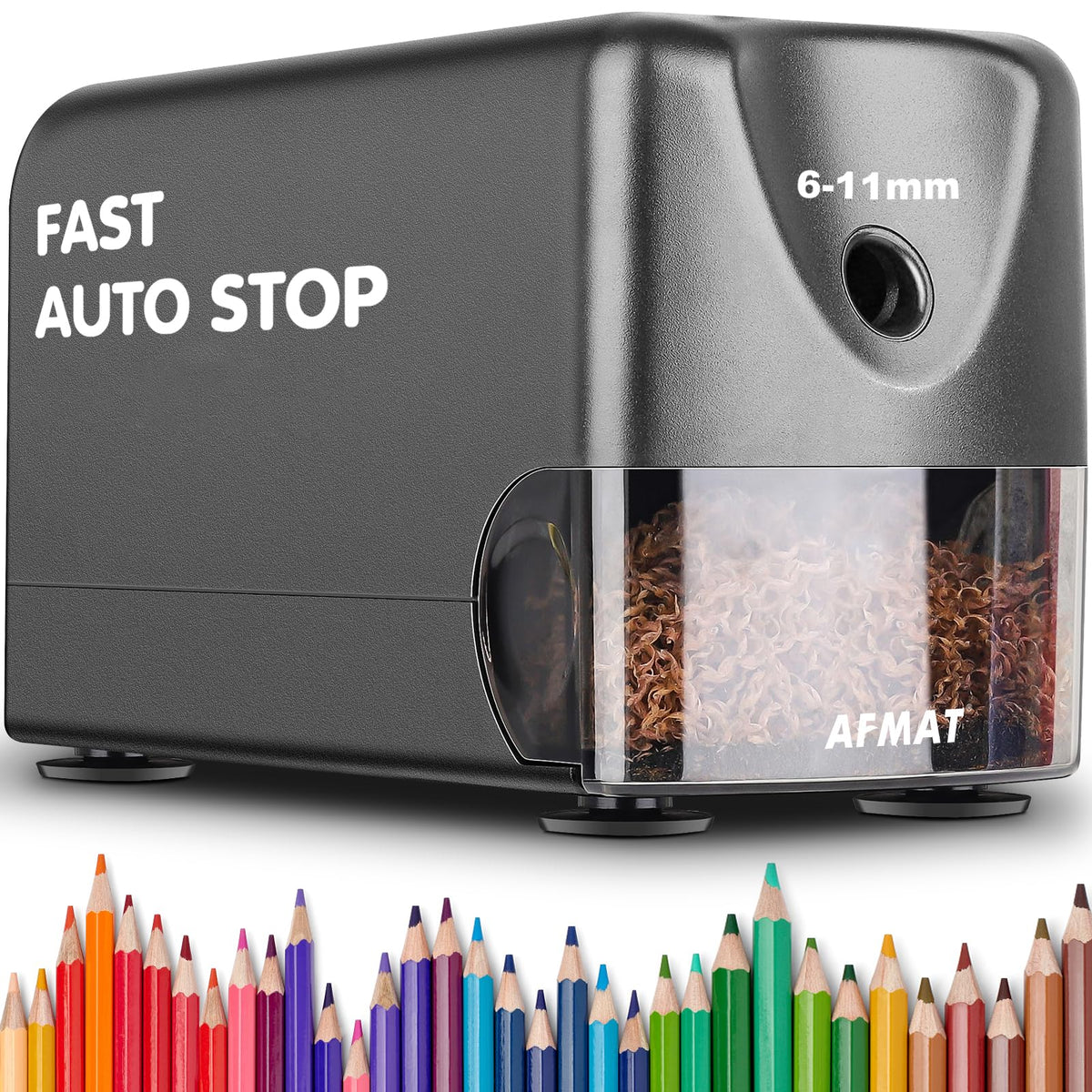 AFMAT Heavy Duty Electric Pencil Sharpener, Auto Stop Classroom Pencil Sharpeners for 6-11mm No.2/Colored Pencils, Pencil Sharpener for Large Pencils, Sharp Point, Save Pencil, PSX3 (Pack of 2)