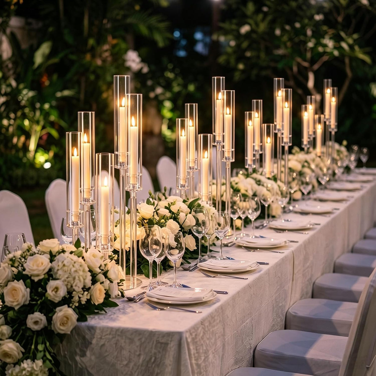 5PCS Acrylic Candelabra for Table Centerpieces,5 Arm Candle Stick Candle Holder Bulk for Wedding Party Birthday Baby Shower Christmas Decor candelabros para centros de mesa Fit 0.8 LED Candle