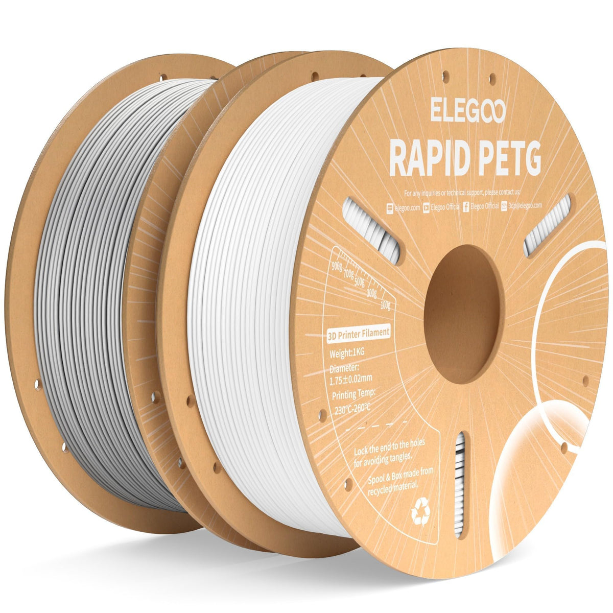 ELEGOO Rapid PETG 3D Printer Filament 1.75mm Black 10KG Bulk
