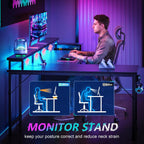 Korfile 66'' L Shaped Gaming Desk with Storage Drawers, Power Outlets, LED