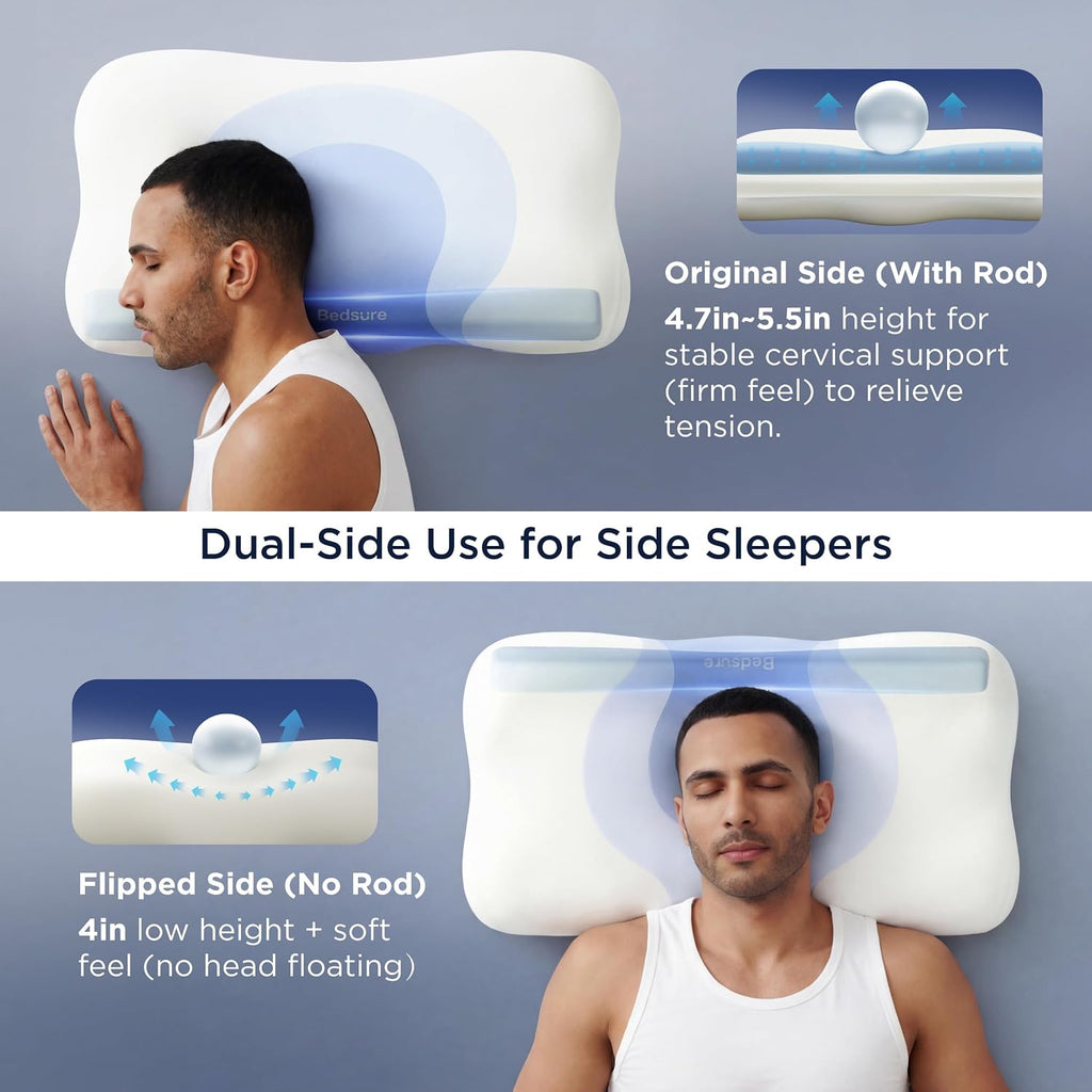 Bedsure Cervical Neck Pillow - Ergonomic Orthopedic Memory Foam Pillows